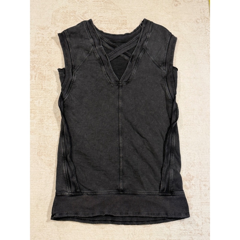 Daily Practice by Anthropologie Black Sleeveless Sweatshirt Dress XXS Crisscross - Picture 3 of 7